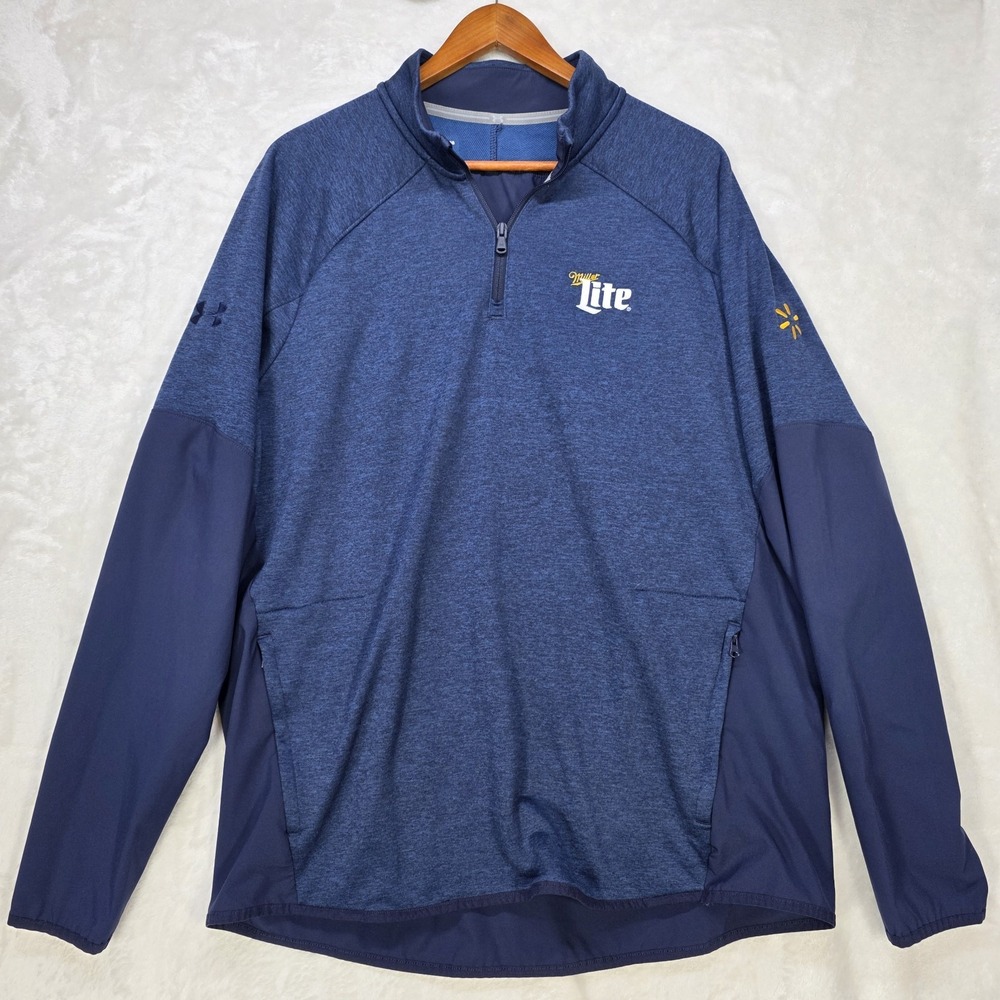 Under Armour Mens XL Cold Gear 1/4 Zip Pullover Blue Miller Light/ Walmart Spark